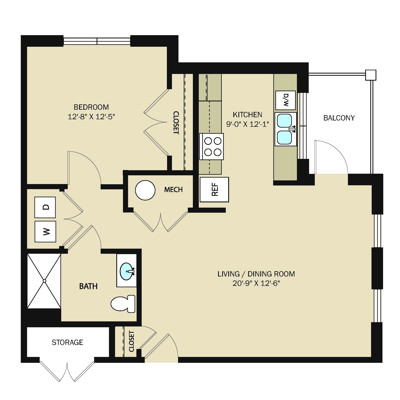 1 Bed 1 Bath
