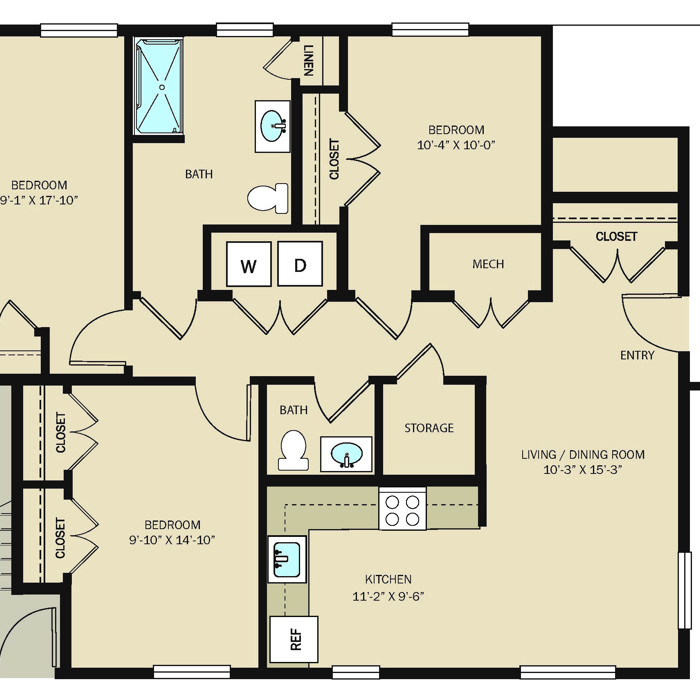 3 Bed 1.5 Bath