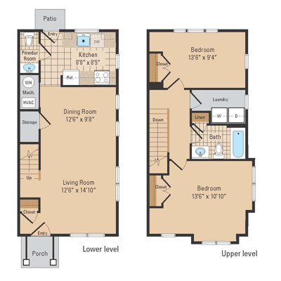 2 Bed 1.5 Bath