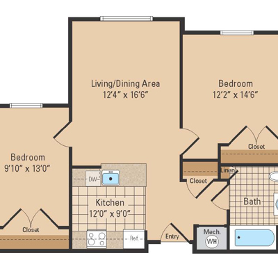 2 Bed 1 Bath
