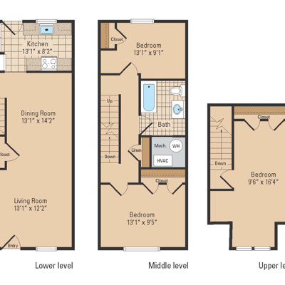 Universal Properties Three Bedroom Floor Plan