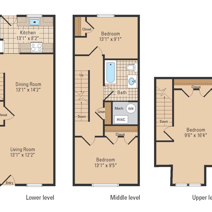 Universal Properties Three Bedroom Floor Plan