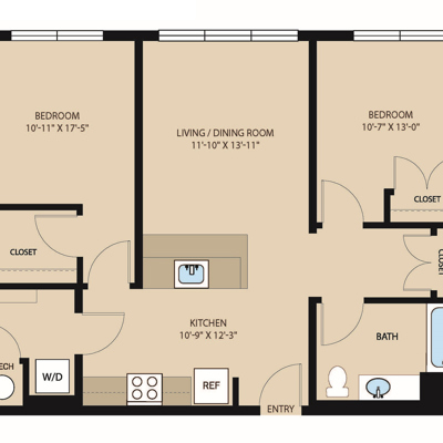 2 Bed 1 Bath