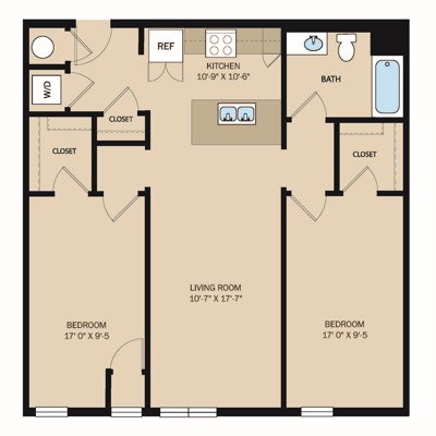 2 Bed 1 Bath
