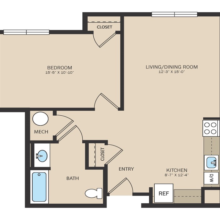 Unit A3 - 1 Bed 1 Bath
