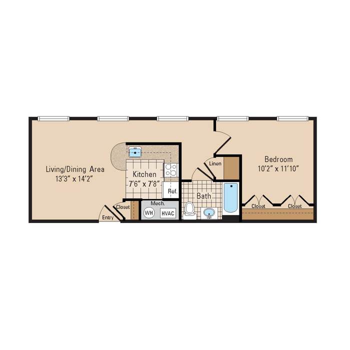 1 Bed 1 Bath B