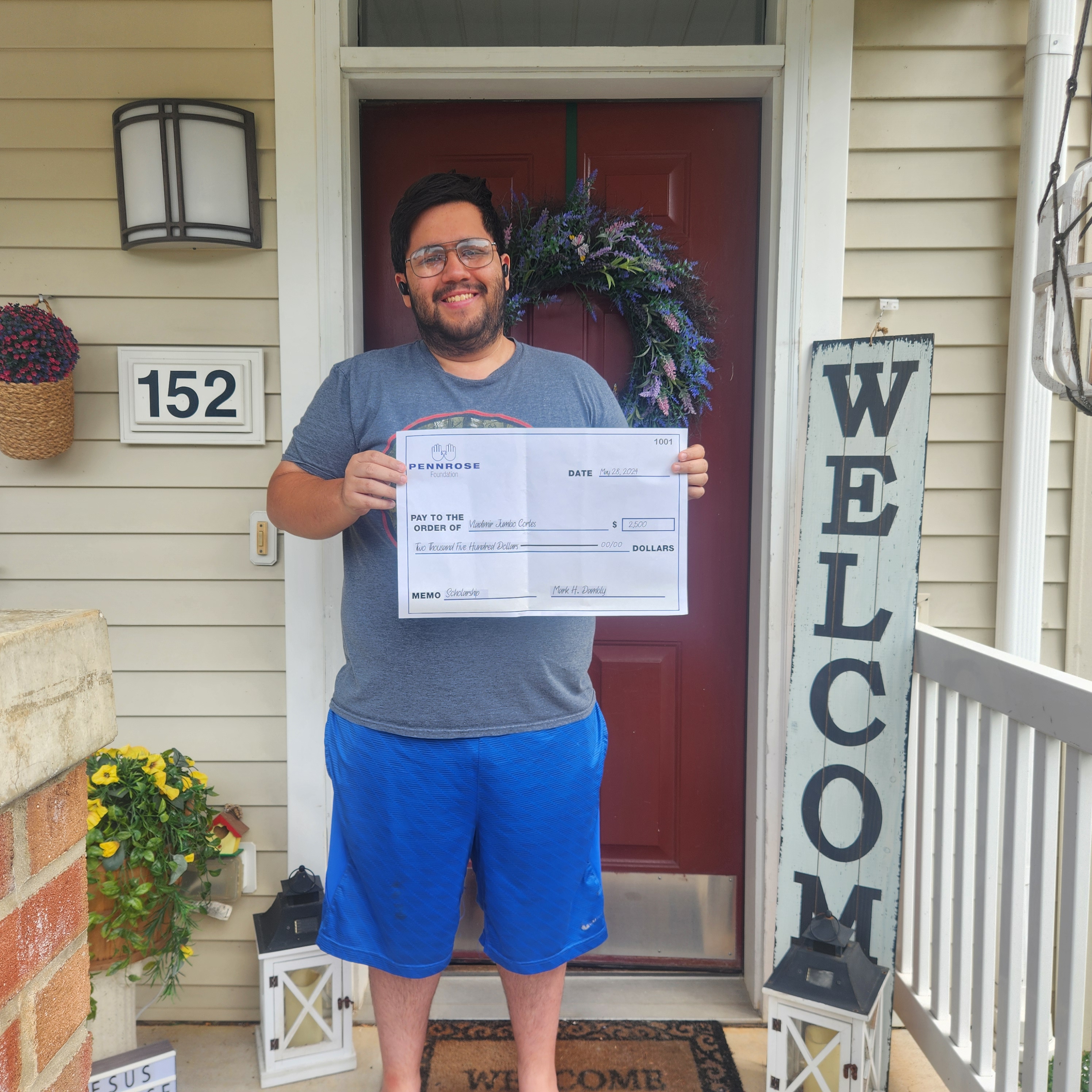 Vladimir 152 Chew Overlook Park Scholarship Check