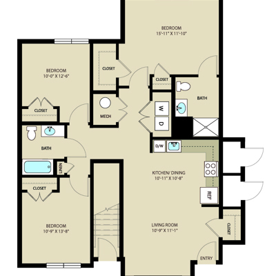 3 Bed 2 Bath