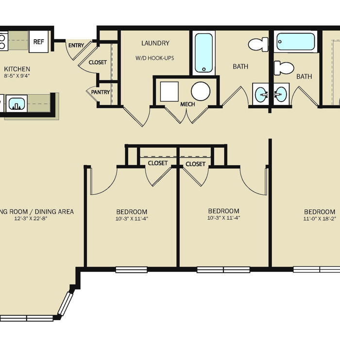 3 Bed 2 Bath