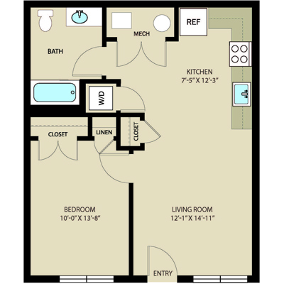 1 Bed 1 Bath