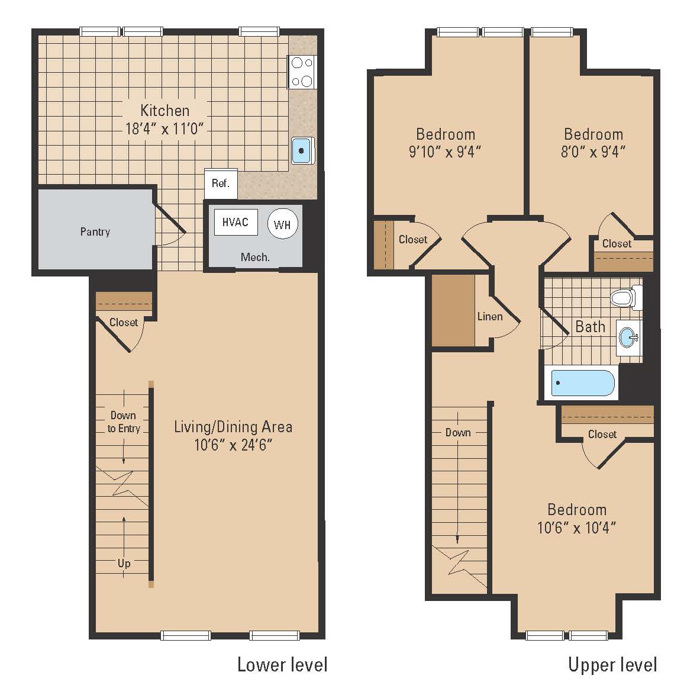 Universal Properties Three Bedroom Floor Plan