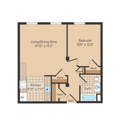 Liberty House One Bedroom Floorplan