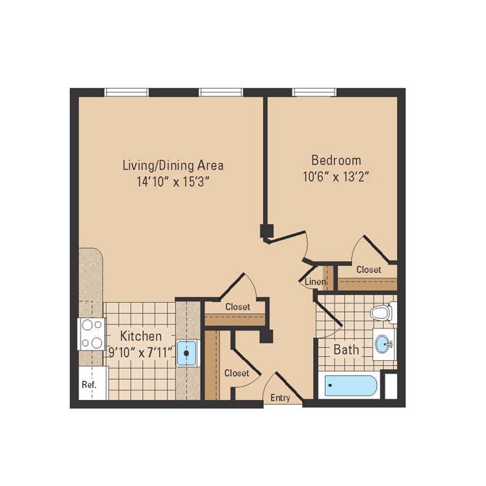 Liberty House One Bedroom Floorplan