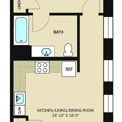 1 Bed 1 Bath