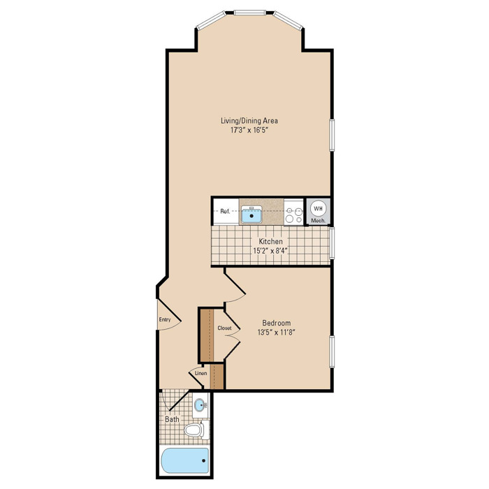 Regent Terrace One Bedroom Floor Plan