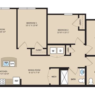 3 Bed 2 Bath - A