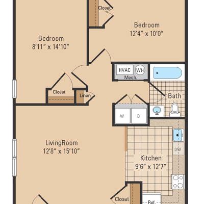 Falls Ridge One Bedroom Floorplan