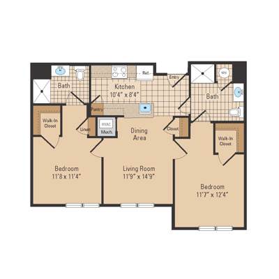 Mary Taylor House Two Bedroom Floor Plan