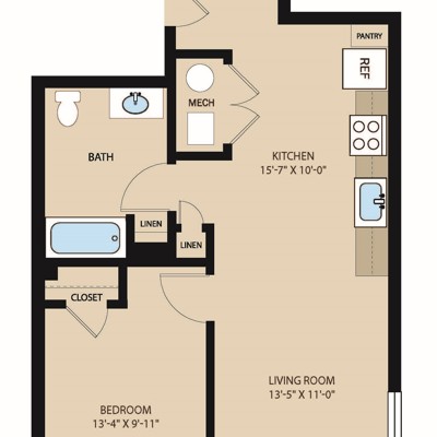 1 Bed 1 Bath