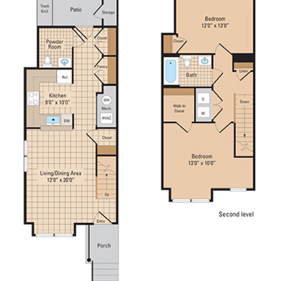 Roosevelt Manor Two Bedroom Floor Plan