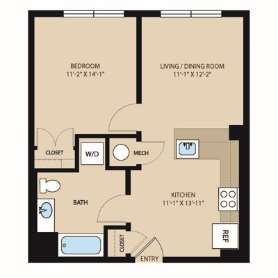 1 Bed 1 Bath