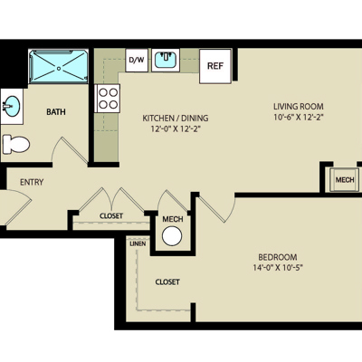 1 Bed 1 Bath (Senior)