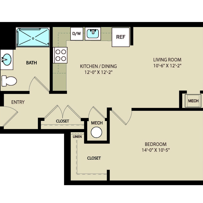 1 Bed 1 Bath (Senior)