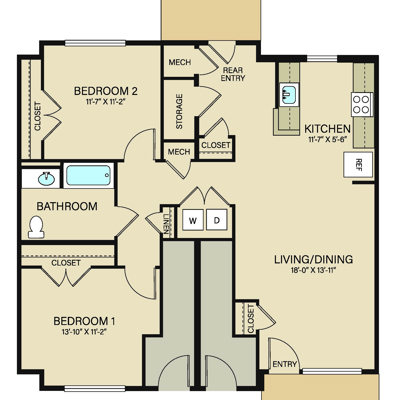 2 Bed 1 Bath
