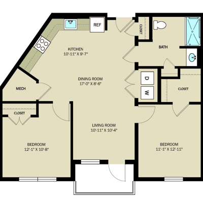 2 Bed 1 Bath
