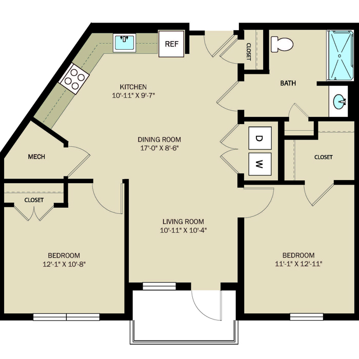 2 Bed 1 Bath