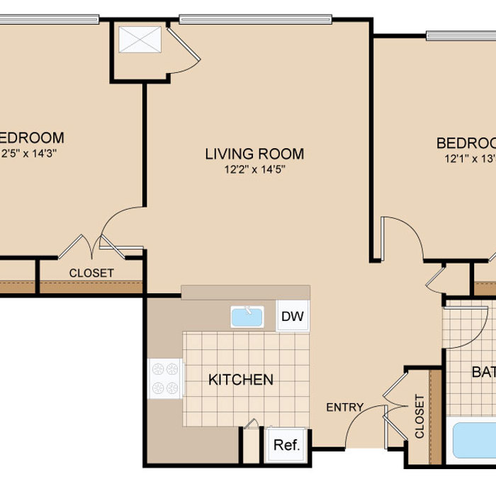2 Bed 1 Bath