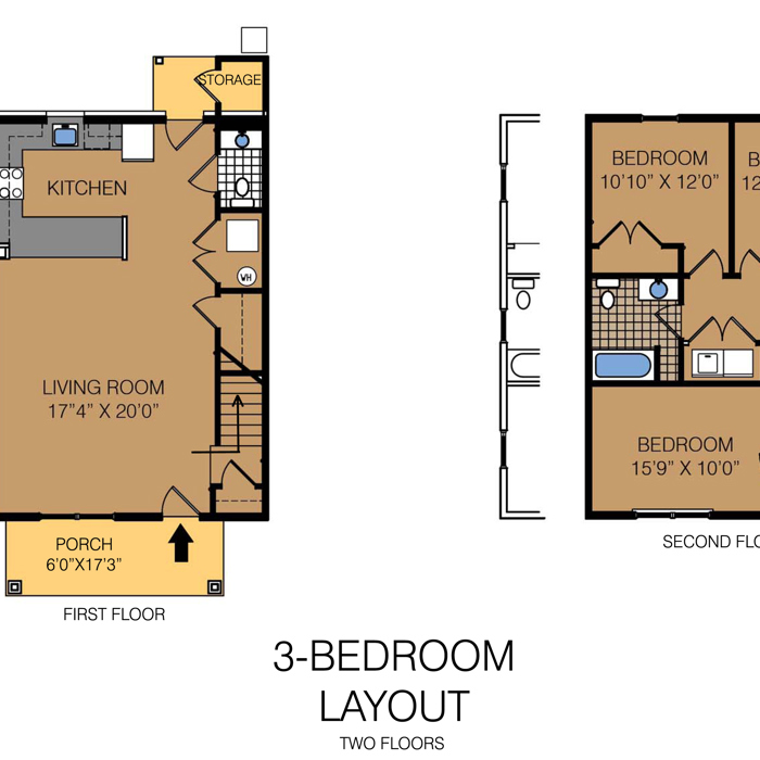 Fairview Village Three Bedroom Floorplan