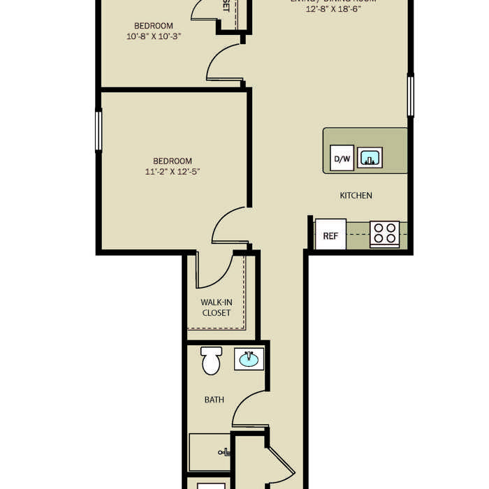 2 Bed 1 Bath B