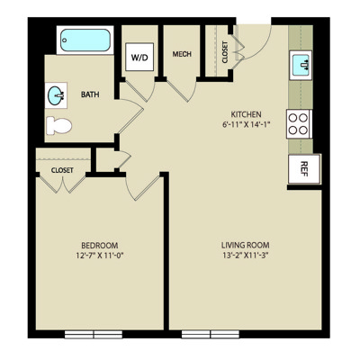 1 Bed 1 Bath