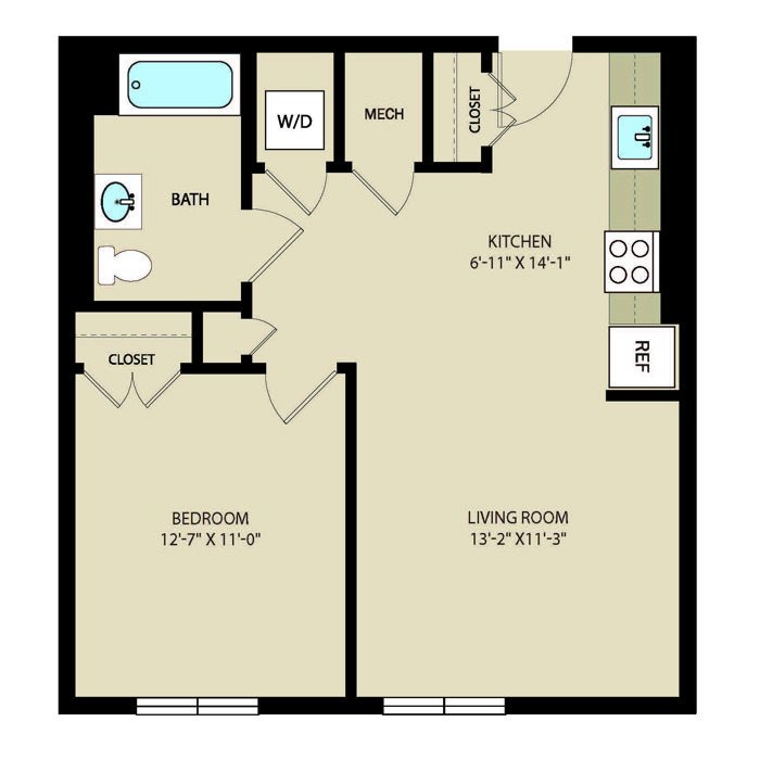 1 Bed 1 Bath