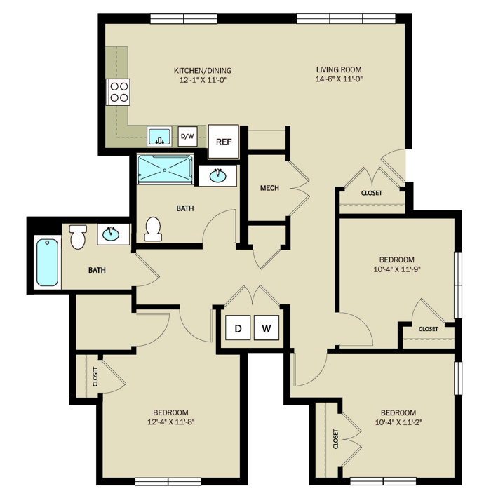 3 Bed 2 Bath