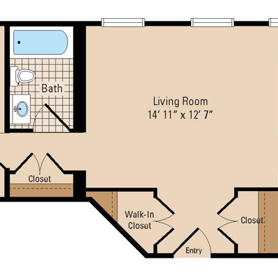 Vernon House One Bedroom Floor Plan