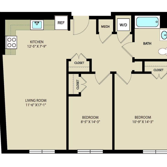 2 Bed 1 Bath