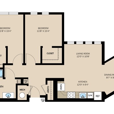 2 Bed 1 Bath