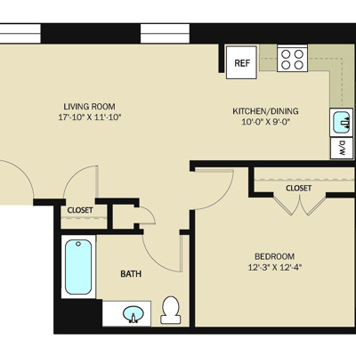1 Bed 1 Bath