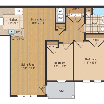 2 Bed 1 Bath B