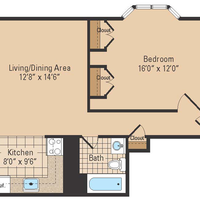 The Brantwood II One Bedroom Floor Plan