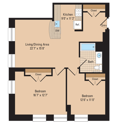 2 Bed 1 Bath