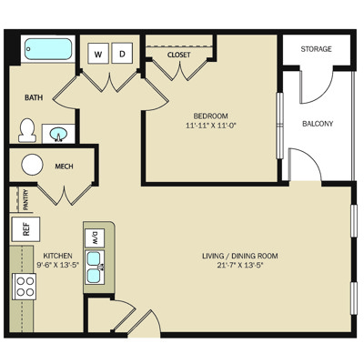 1 Bed 1 Bath