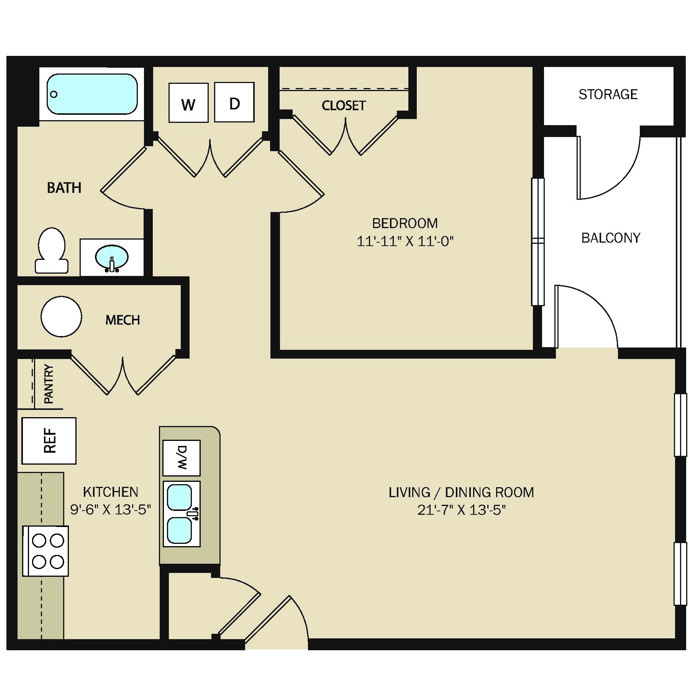 1 Bed 1 Bath