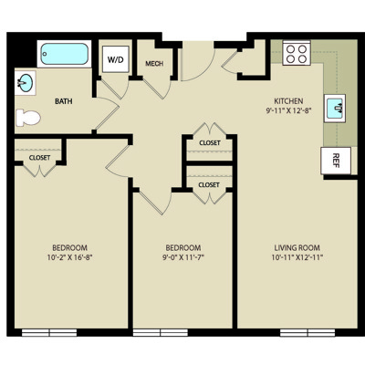 2 Bed 1 Bath