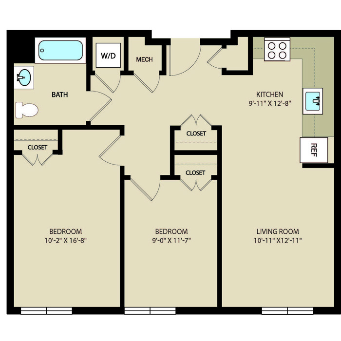 2 Bed 1 Bath