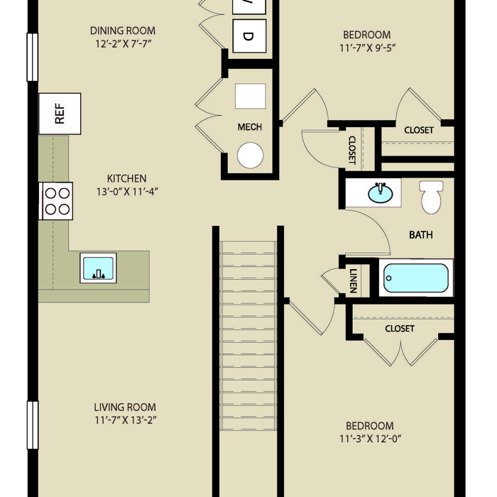 2 Bed 1 Bath