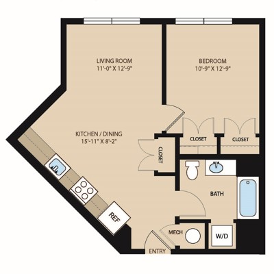 1 Bed 1 Bath