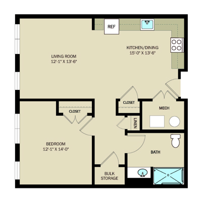 1 Bed 1 Bath